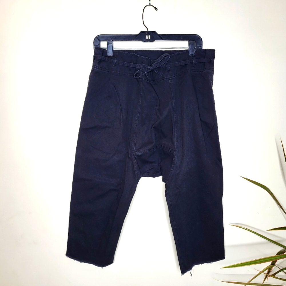 OAK NYC Men’s Black Drop Crotch Cutoff Pants